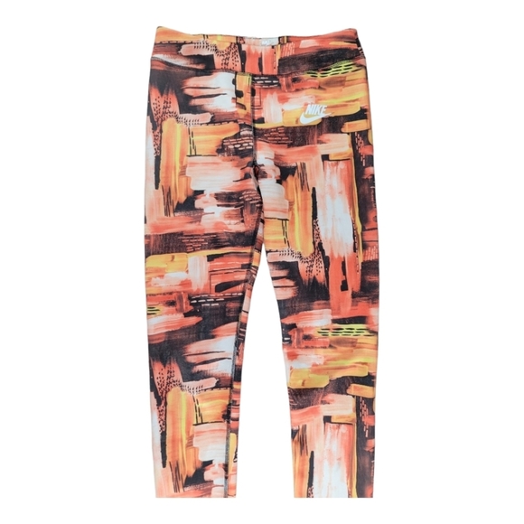 NIKE WOMEN'S‎ Orange Print Workout/Jogger/Yoga Pants - Picture 1 of 9